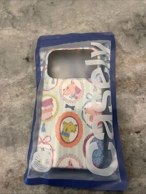 Casely IPhone 17 Pro Case — Pastel Cameo Pets (Blue/Pink/Yellow)